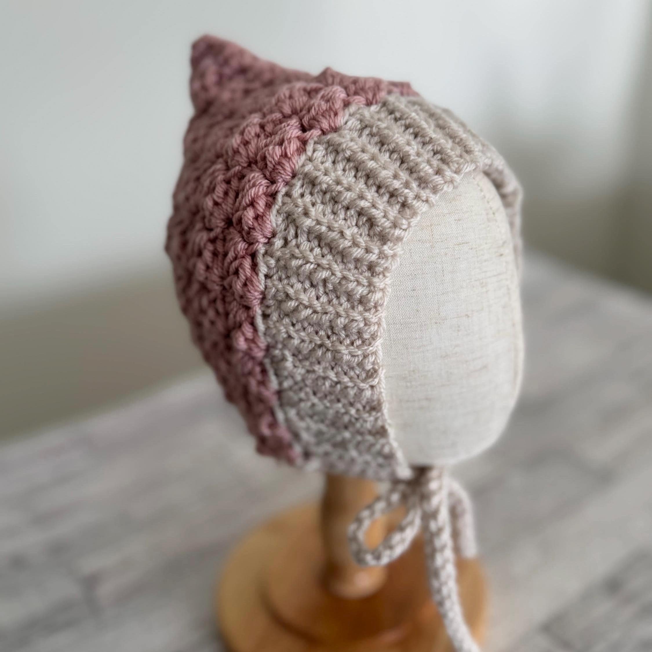Baby Pixie Bonnet Hat: Secure Tie, Warm Ear Coverage Handmade Crochet Toddler Bonnet