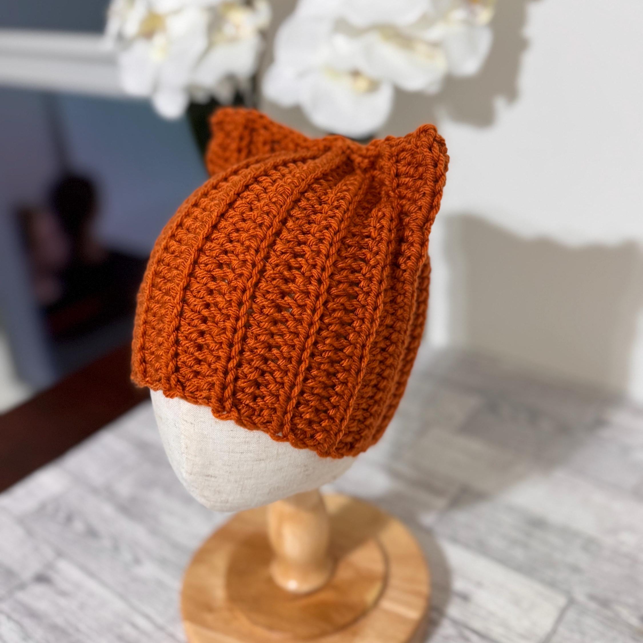 Handmade Crochet Fox Ear Hat | Baby Toddler Child Beanie | Fall Winter Knit Hat | Newborn to Kids 10 Years | Cozy Fox Beanie Gift