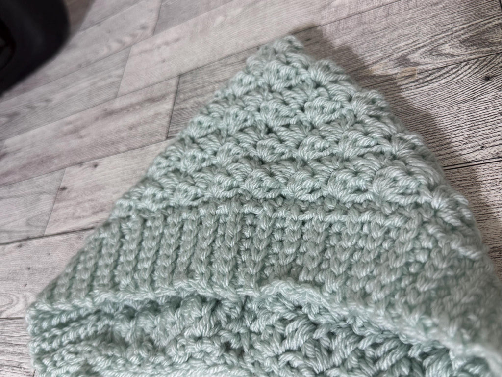 Toddler Pixie Bonnet Hat: Secure Tie, Warm Ear Coverage Handmade Crochet Baby Bonnet - light mint color