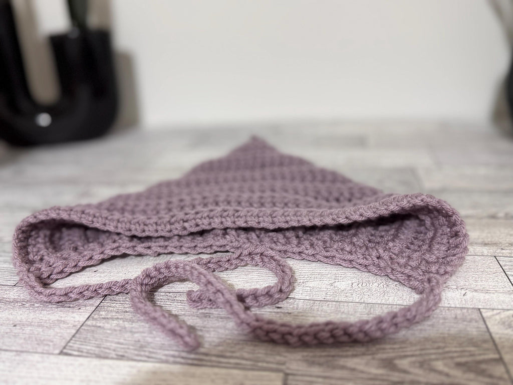 Baby Pixie Bonnet Hat: Secure Tie, Warm Ear Coverage Handmade Crochet Toddler Bonnet - Purple
