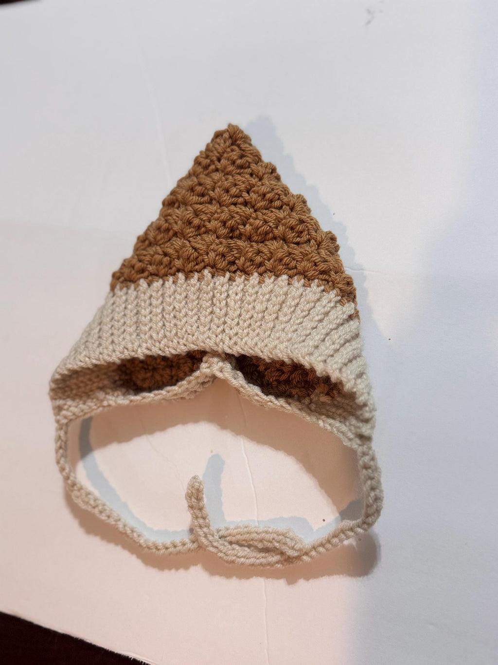 Baby Pixie Bonnet Hat: Secure Tie, Warm Ear Coverage Handmade Crochet Toddler Bonnet