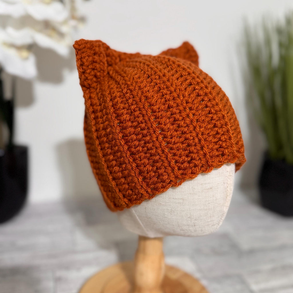 Handmade Crochet Fox Ear Hat | Baby Toddler Child Beanie | Fall Winter Knit Hat | Newborn to Kids 10 Years | Cozy Fox Beanie Gift