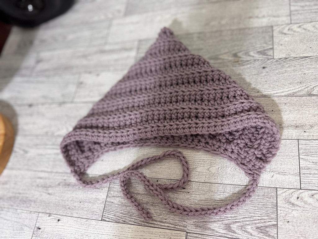 Baby Pixie Bonnet Hat: Secure Tie, Warm Ear Coverage Handmade Crochet Toddler Bonnet - Purple