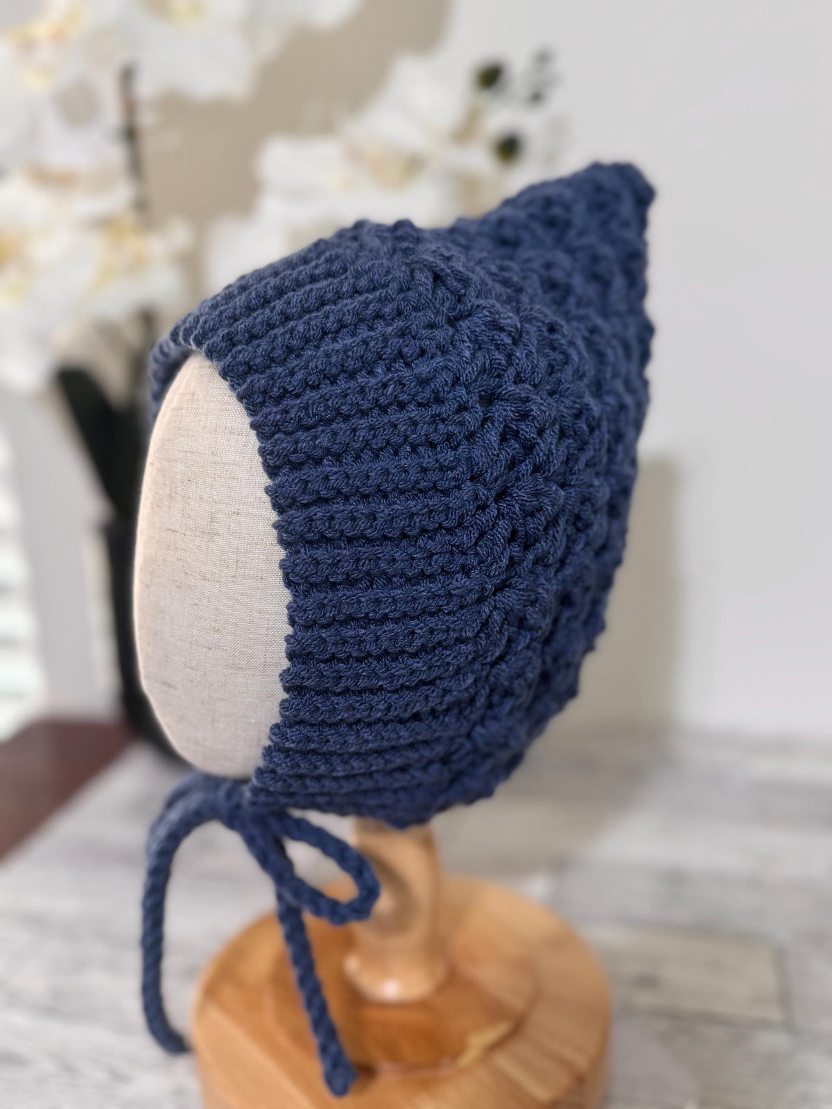 Baby Pixie Bonnet Hat: Secure Tie, Warm Ear Coverage Handmade Crochet Toddler Bonnet - Rose Pink color