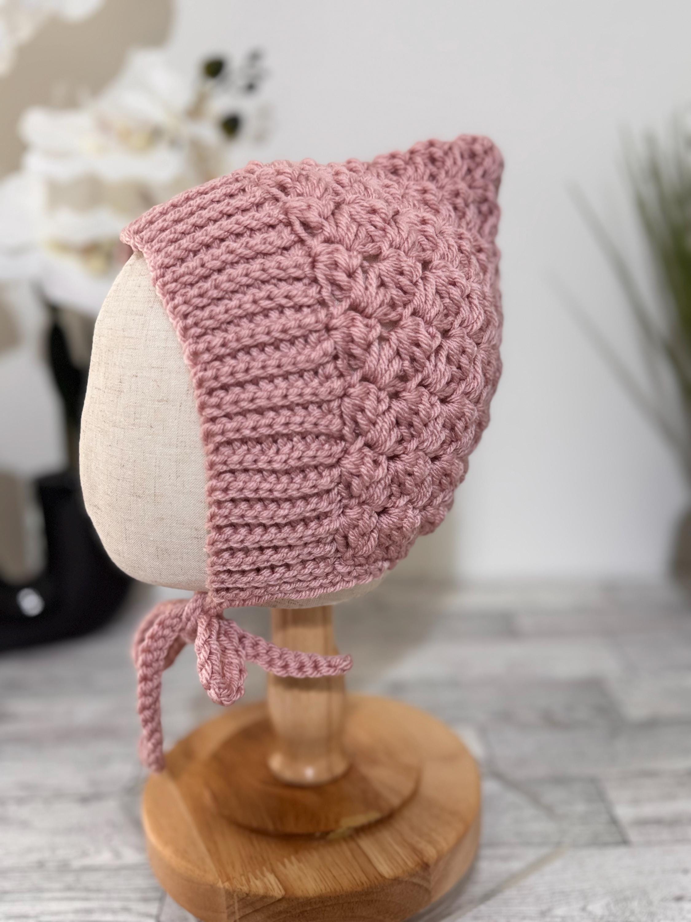 Baby Pixie Bonnet – Secure Tie Crochet Hat with Warm Ear Coverage
