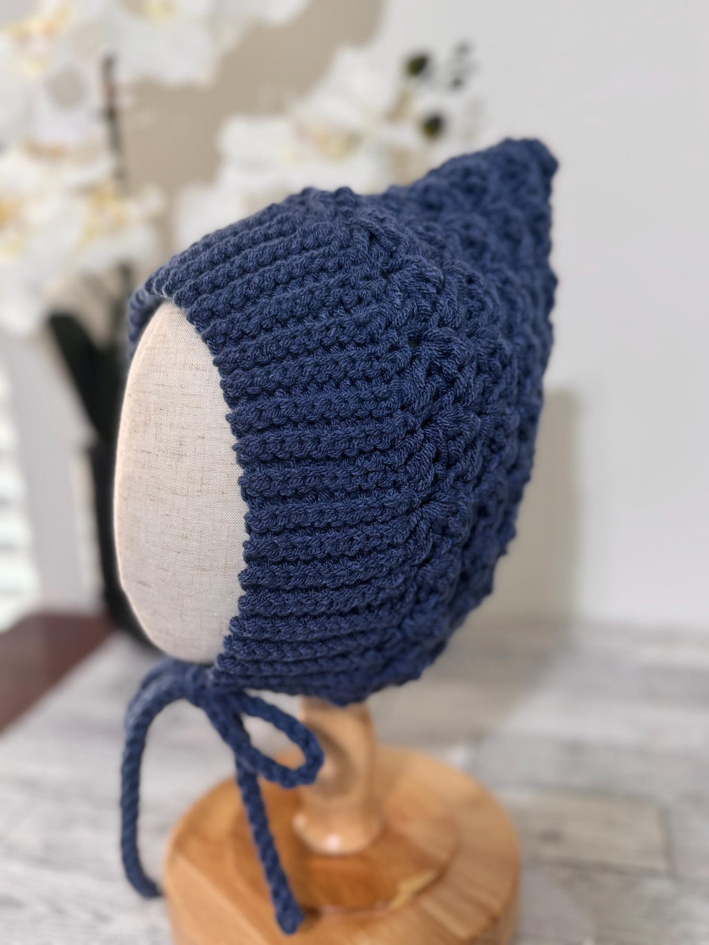 Baby Pixie Bonnet – Secure Tie Crochet Hat with Warm Ear Coverage