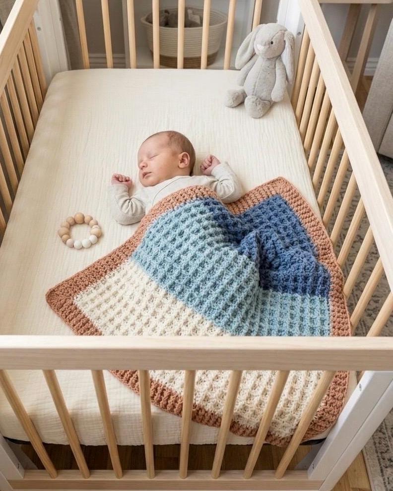 Beach Theme Baby Blanket – Handmade Crochet Heirloom for Bassinet & Carseat