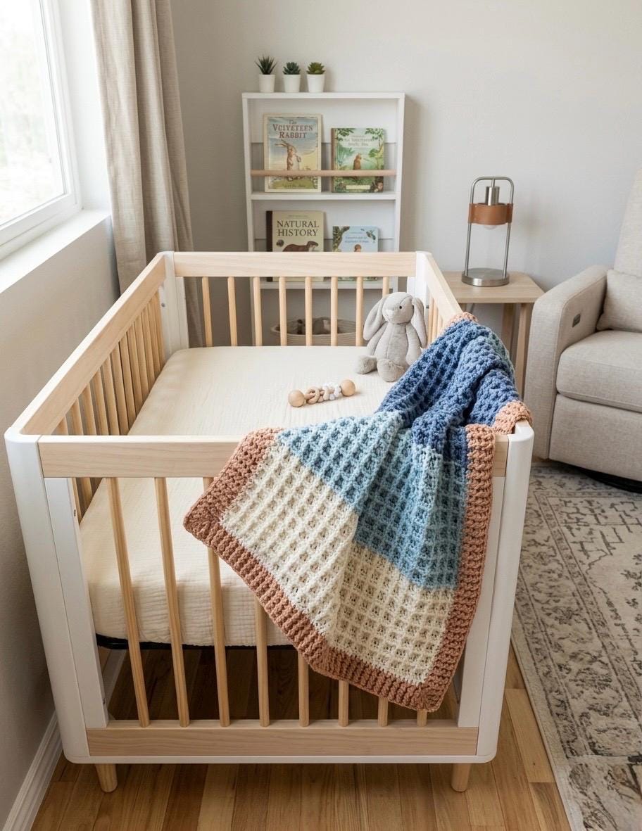Beach Theme Baby Blanket – Handmade Crochet Heirloom for Bassinet & Carseat