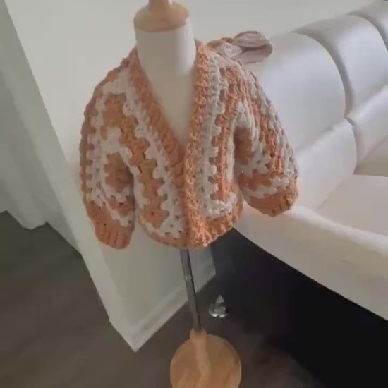 Crochet Cardigan for Toddler Girl Sweater Set Matching Headband Baby Accessory Warm Outfit Soft Yarn Hexagon Pattern Clothing Set Winter