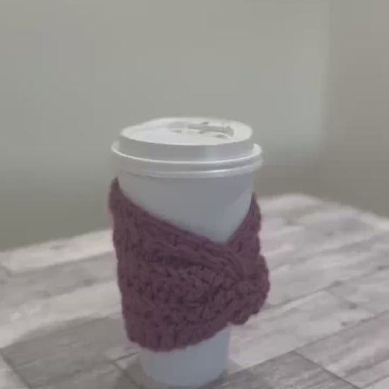 Cofee Cup  Cozy Drink Deep Purple Color Sleeve Coffee Lover  Gift  Mom Present Handmade Reusable Eco friendly Mug Protector Cozy