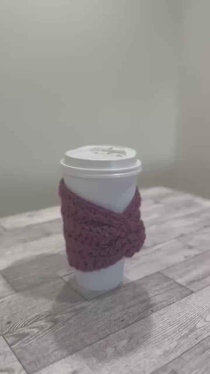 Cofee Cup  Cozy Drink Deep Purple Color Sleeve Coffee Lover  Gift  Mom Present Handmade Reusable Eco friendly Mug Protector Cozy