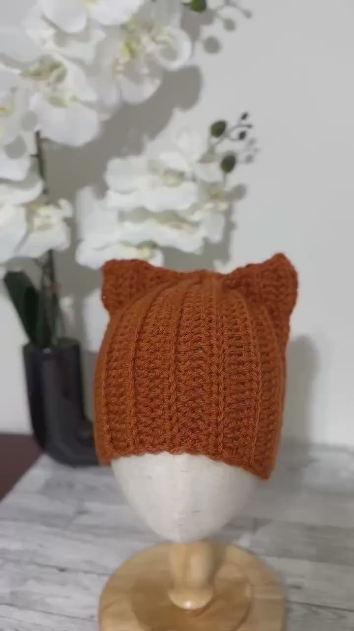 Handmade Crochet Fox Ear Hat | Baby Toddler Child Beanie | Fall Winter Knit Hat | Newborn to Kids 10 Years | Cozy Fox Beanie Gift