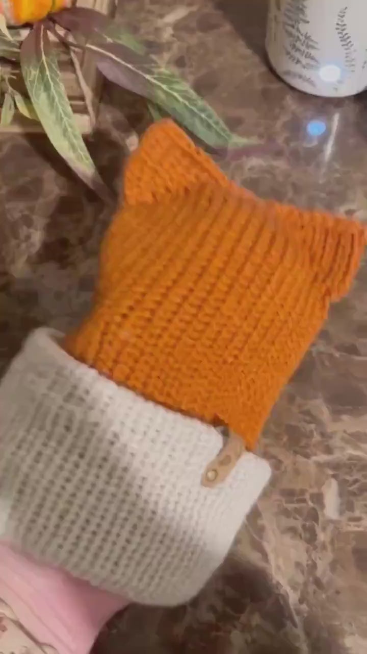 Baby Fox ears hat for baby or toddler fox ears winter hat Soft Knitted sly fox beanie hat, woodland tiny fox beanie hat