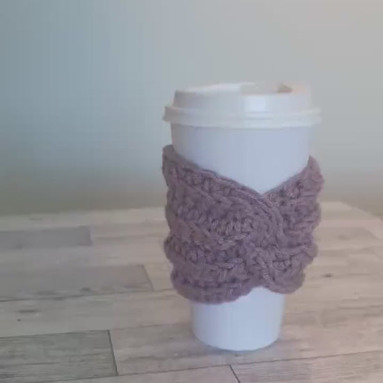 Crochet Coffee Cup Cozy Coffee Lover Gift  Eco Friendly Reusable Handmade Coffee cup sweater- light lavender purple