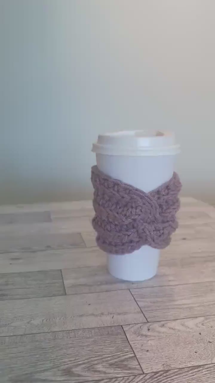 Crochet Coffee Cup Cozy Coffee Lover Gift  Eco Friendly Reusable Handmade Coffee cup sweater- light lavender purple