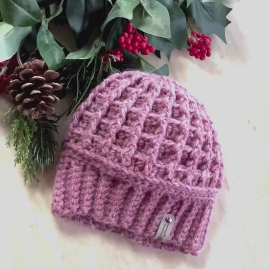 Crochet hat for girl baby toddler, color rose heather/mauve pink, cute girl hat, hat for baby girl, wool yarn handmade hat, wool blend hat