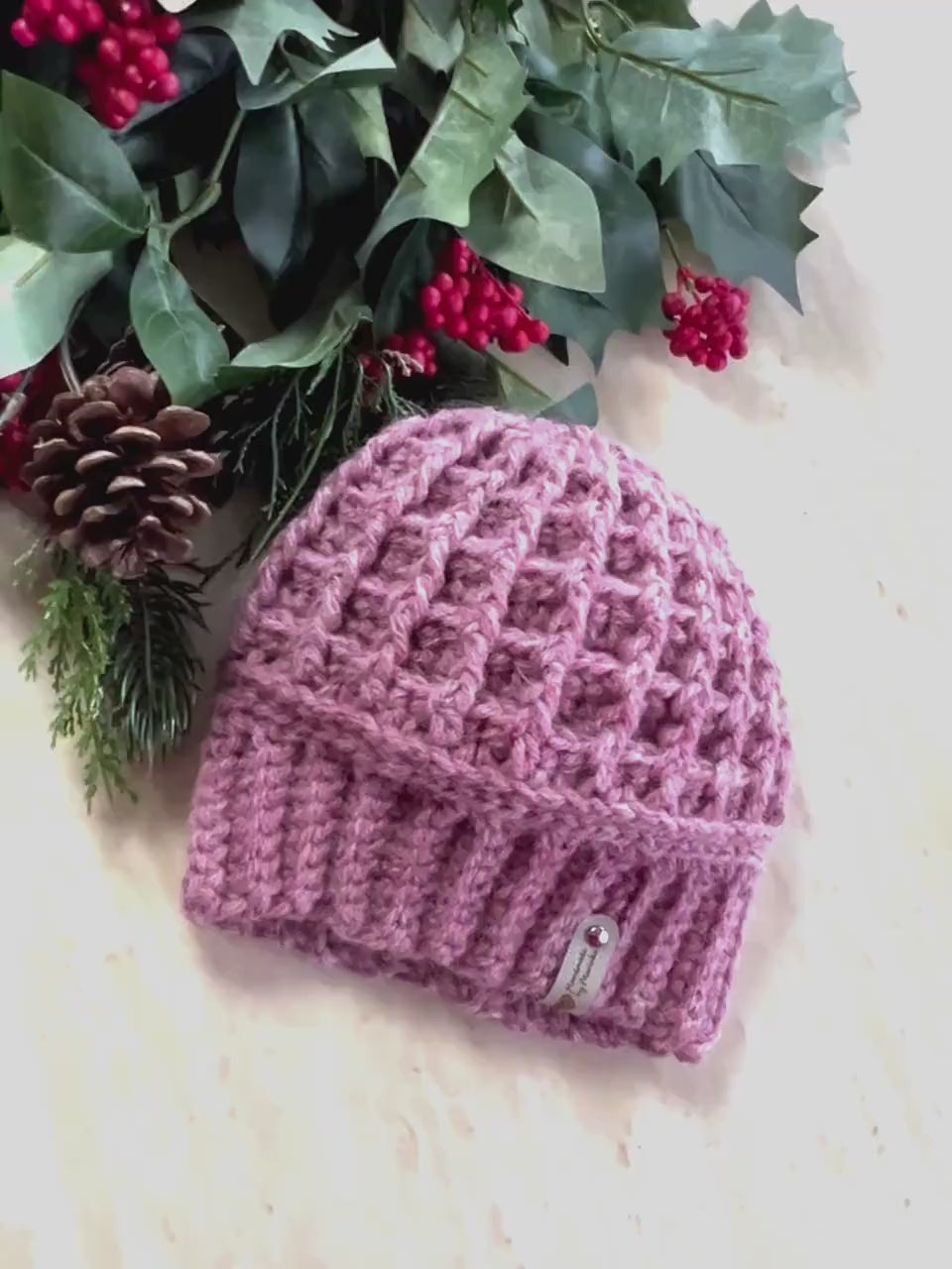 Crochet hat for girl baby toddler, color rose heather/mauve pink, cute girl hat, hat for baby girl, wool yarn handmade hat, wool blend hat