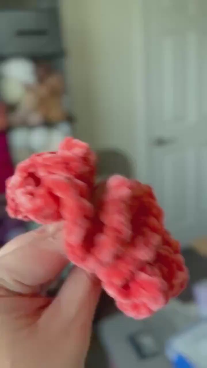 Soft hair scrunchie made from soft velvety yarn- in coral/salmon orange color