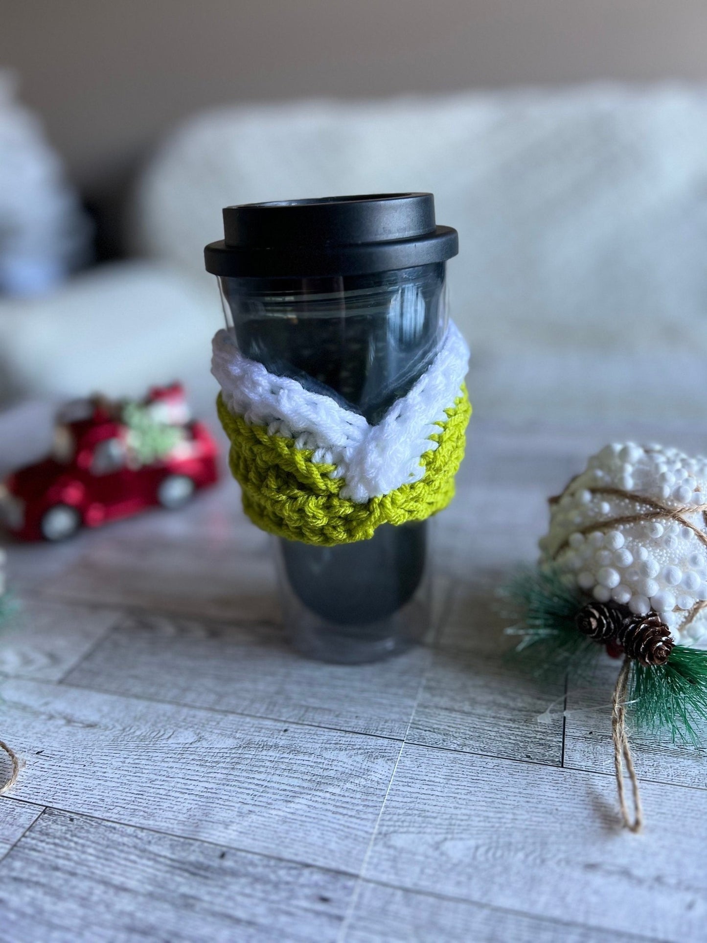 Reusable cup sleeve - christmas gift crochet coffee cozy - drink cozy - cup sleeve cozy - coffee cup sleeve, coffee lover gift - stocking stuffer - Lilly Grace Sparkle Boutique