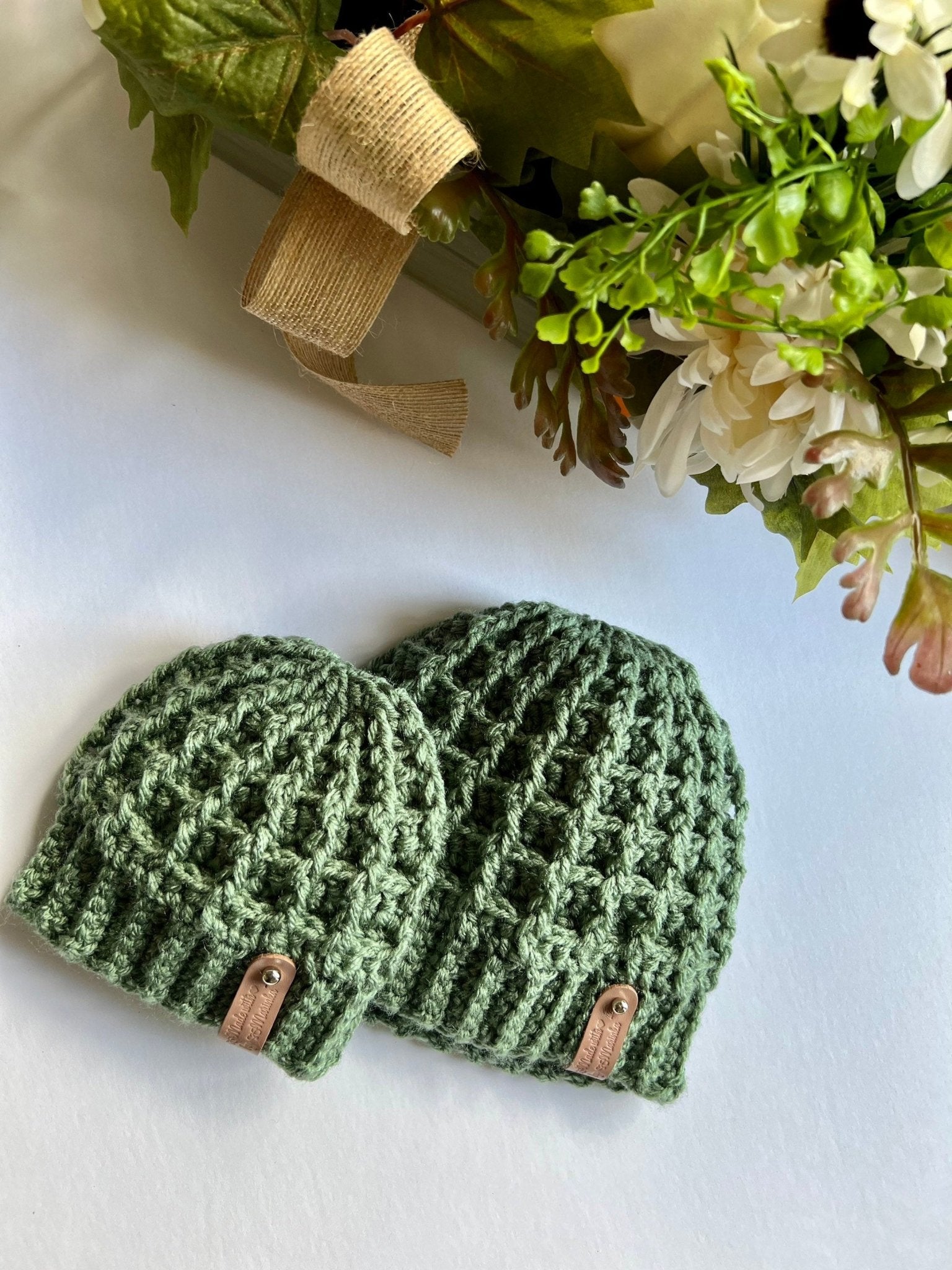 Trendy crochet baby boy hat, light sage green color, size 0 - 3 months, great Unisex baby hat, boy hat, hat for baby boy - Lilly Grace Sparkle Boutique