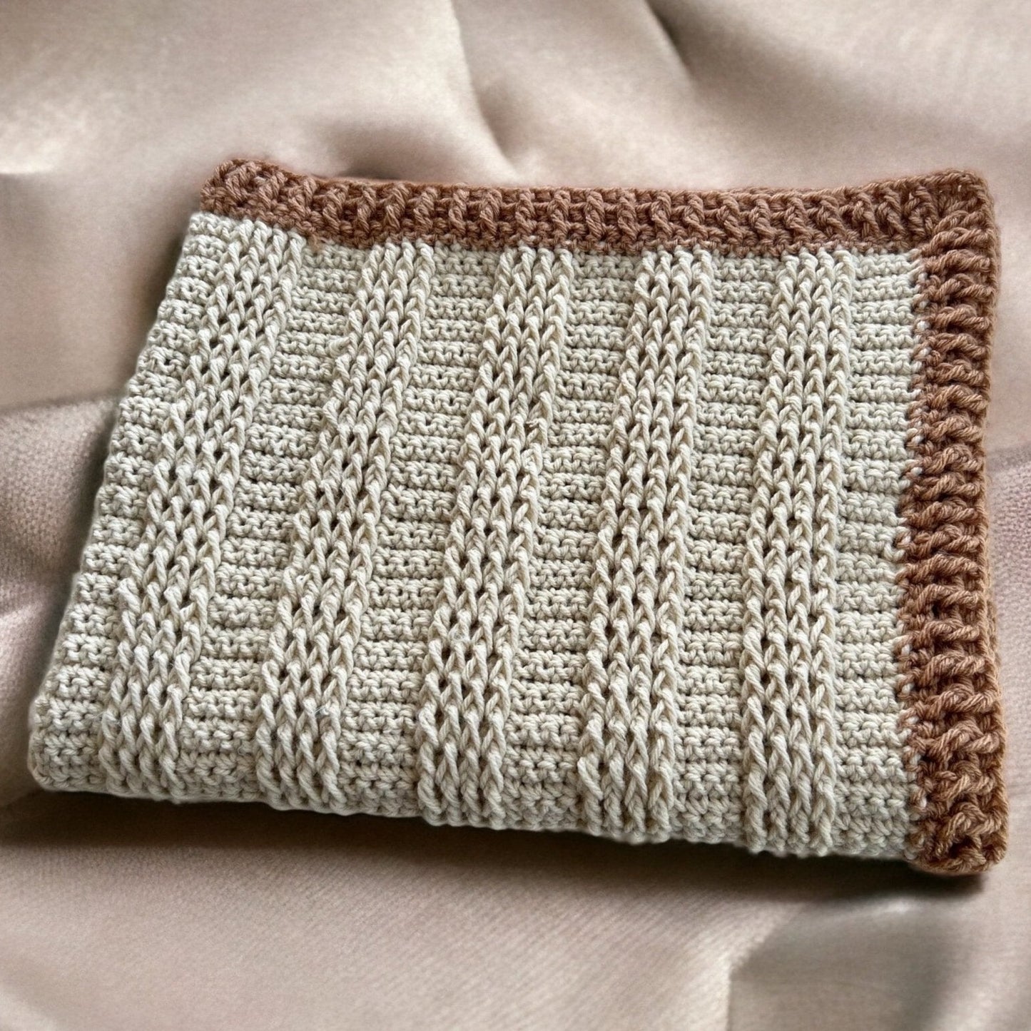 Beige and brown baby blanket, ready to ship modern heirloom blanket, blanket for baby boy- baby shower gift 34”x26”cradle blanket - Lilly Grace Sparkle Boutique