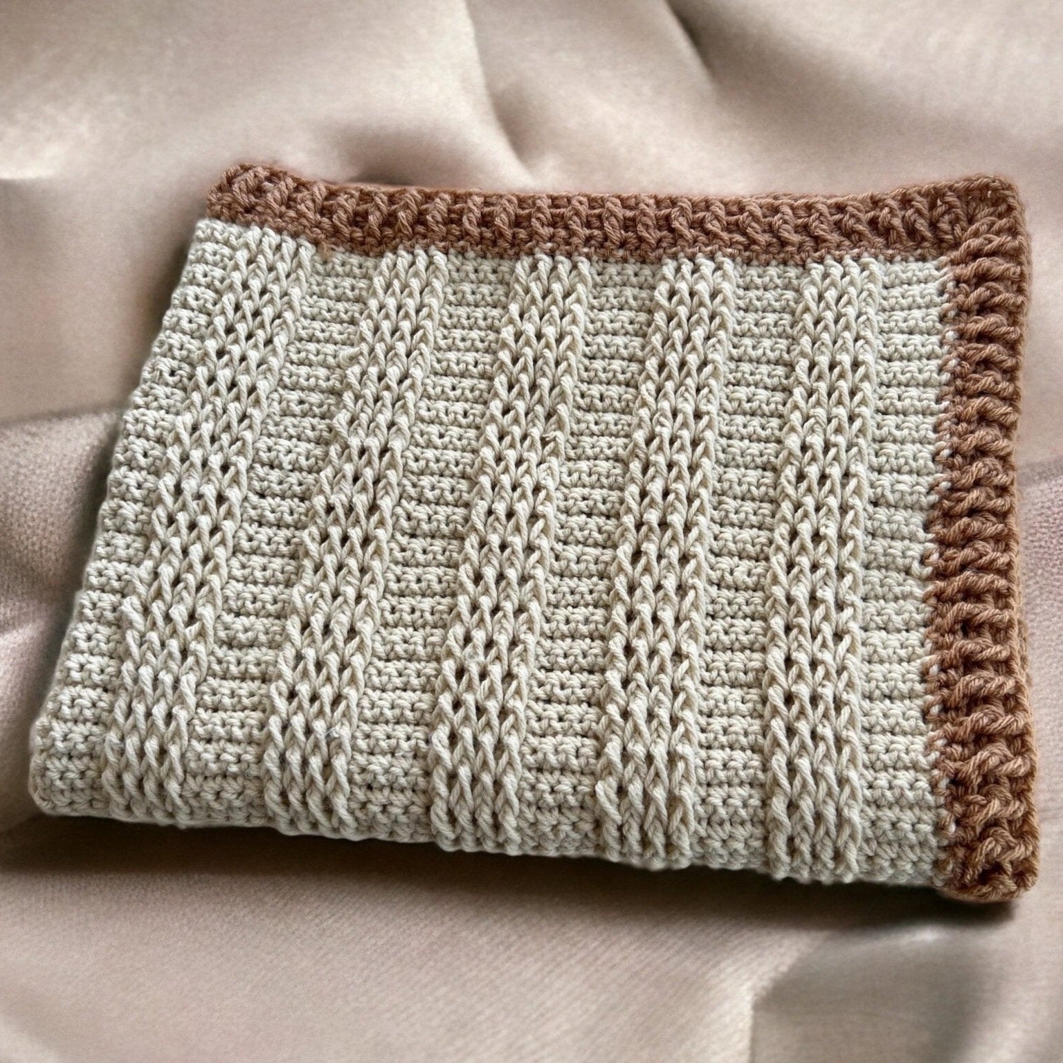 Beige and brown baby blanket, ready to ship modern heirloom blanket, blanket for baby boy- baby shower gift 34”x26”cradle blanket - Lilly Grace Sparkle Boutique