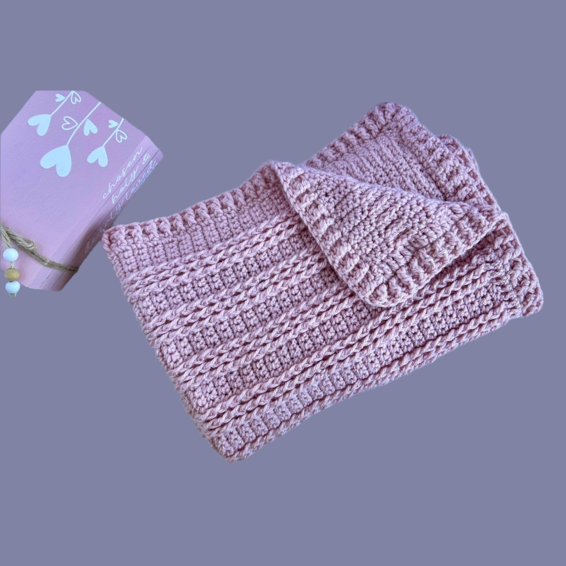 Blanket for baby girl, pink - blanket for baby girl - baby shower gift for baby girl 31”x26”cradle blanket, boho room decor, modern heirloom - Lilly Grace Sparkle Boutique