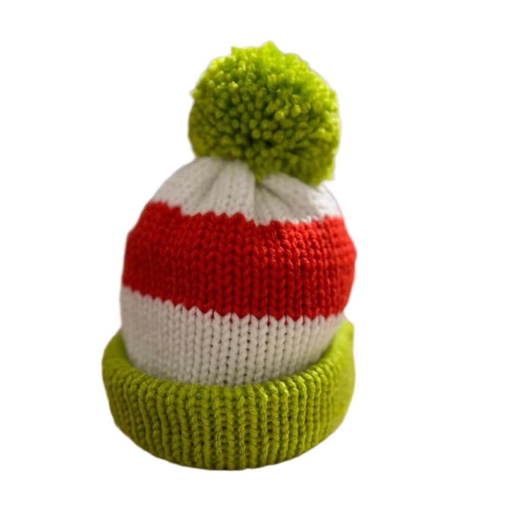 Christmas beanie hat for woman, red-white- lime green colored, Grinch hat, woman’s Grinch hat, adult size Christmas beanie hat - Lilly Grace Sparkle Boutique