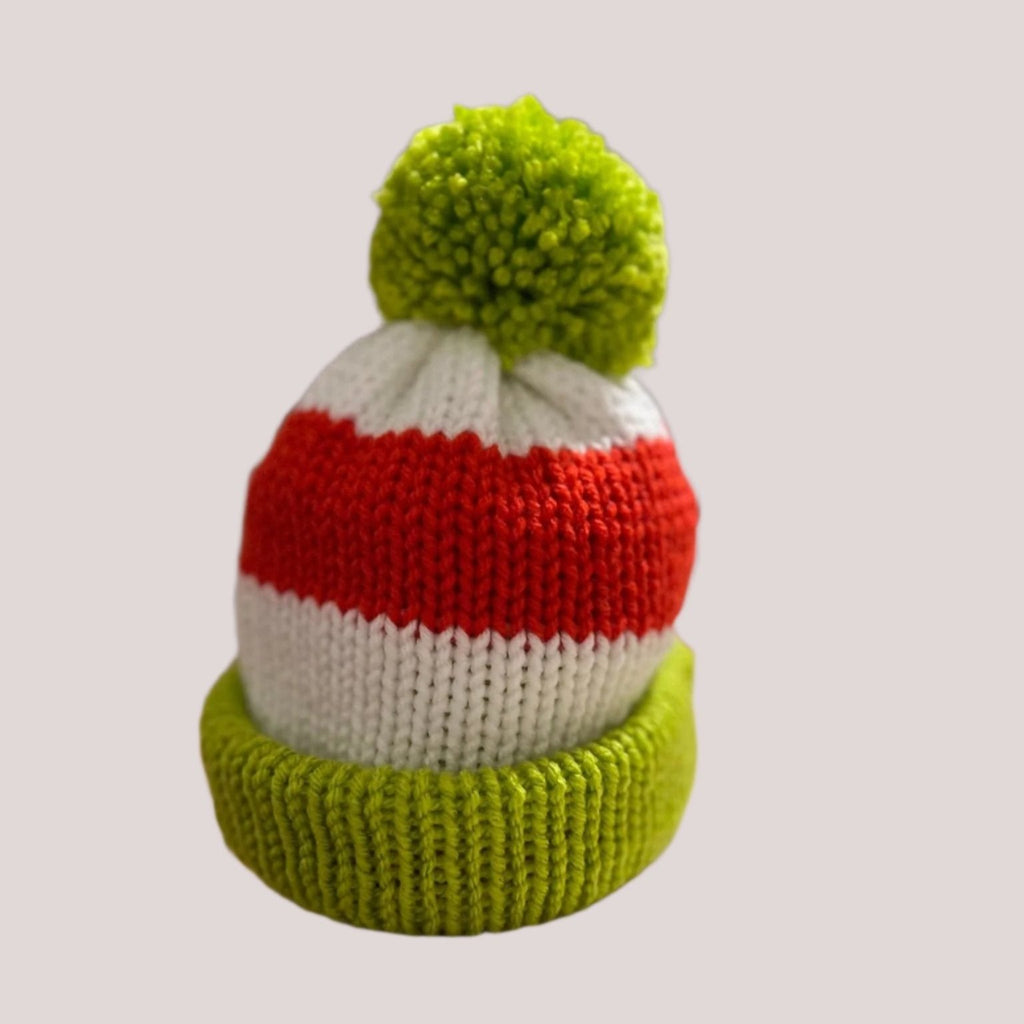 Christmas beanie hat, red-white- lime green colored, sizes newborn to adult, Grinch hat, baby Grinch hat, woman’s grinch hat, toddler beanie - Lilly Grace Sparkle Boutique