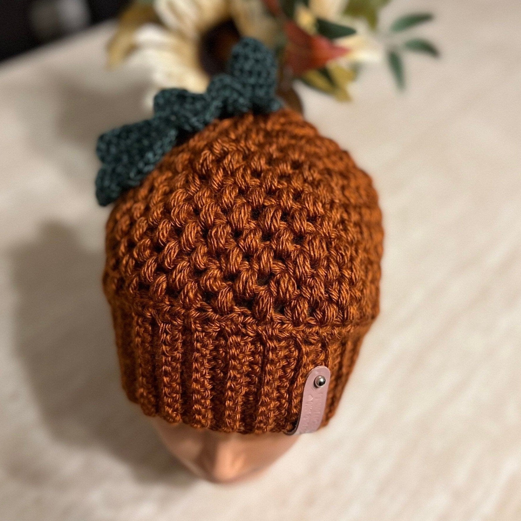 Crochet acorn hat for woman, handmade crochet hat, fall season hats, cute crochet beanie hat adult size, Halloween, Thanksgiving - Lilly Grace Sparkle Boutique