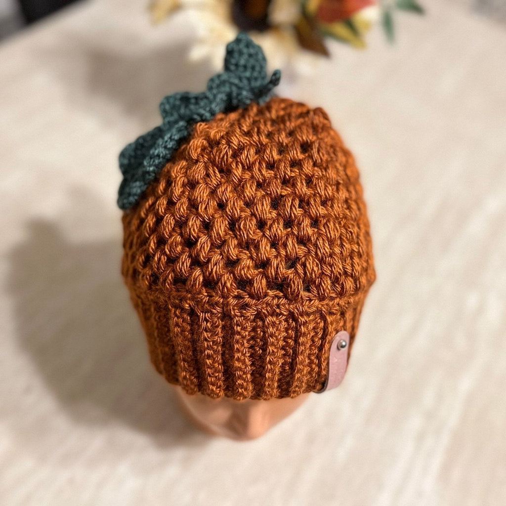 Crochet acorn hat for woman, handmade crochet hat, fall season hats, cute crochet beanie hat adult size, Halloween, Thanksgiving - Lilly Grace Sparkle Boutique