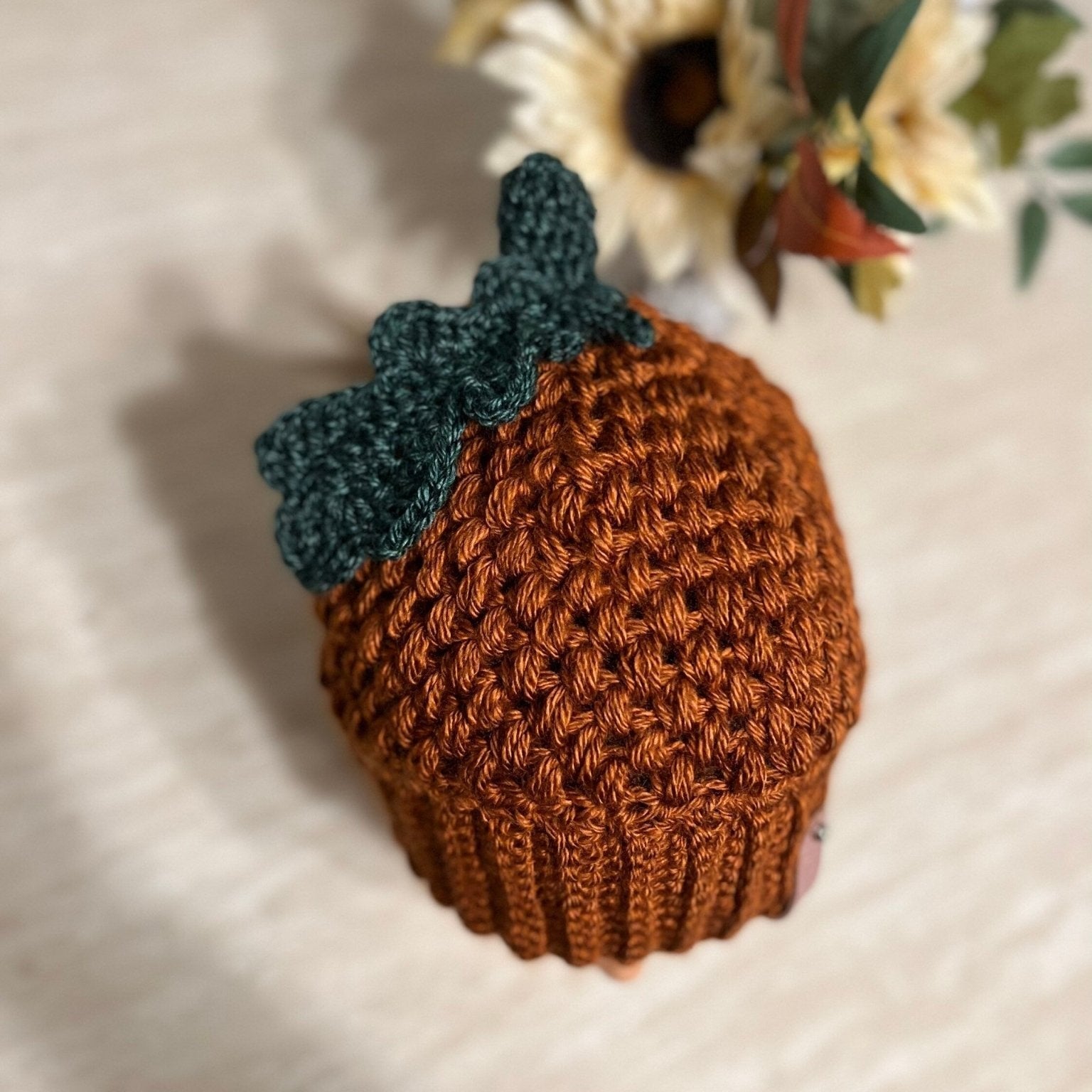 Crochet acorn hat for woman, handmade crochet hat, fall season hats, cute crochet beanie hat adult size, Halloween, Thanksgiving - Lilly Grace Sparkle Boutique