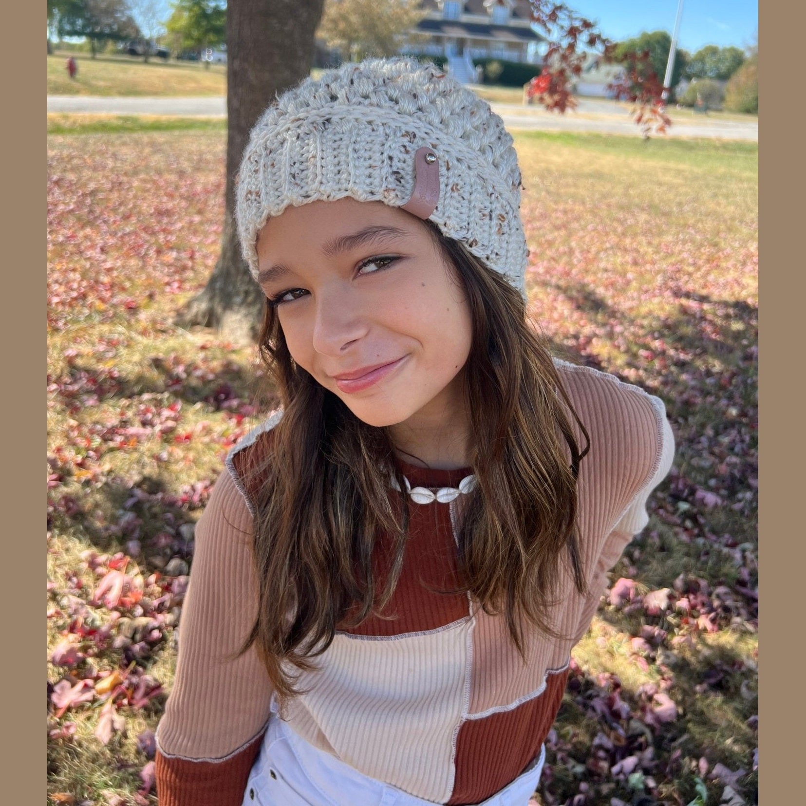 Crochet off-white hat for woman/teenage girl, or child. Fall or winter weather trendy crochet beanie hat. Other colors available - Lilly Grace Sparkle Boutique