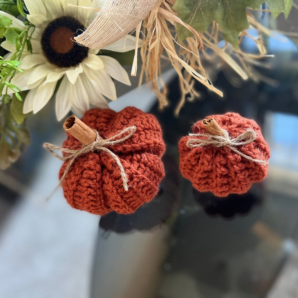 Crochet pumpkin decoration, handmade fall Thanksgiving decoration, Thanksgiving autumn photo prop - Lilly Grace Sparkle Boutique