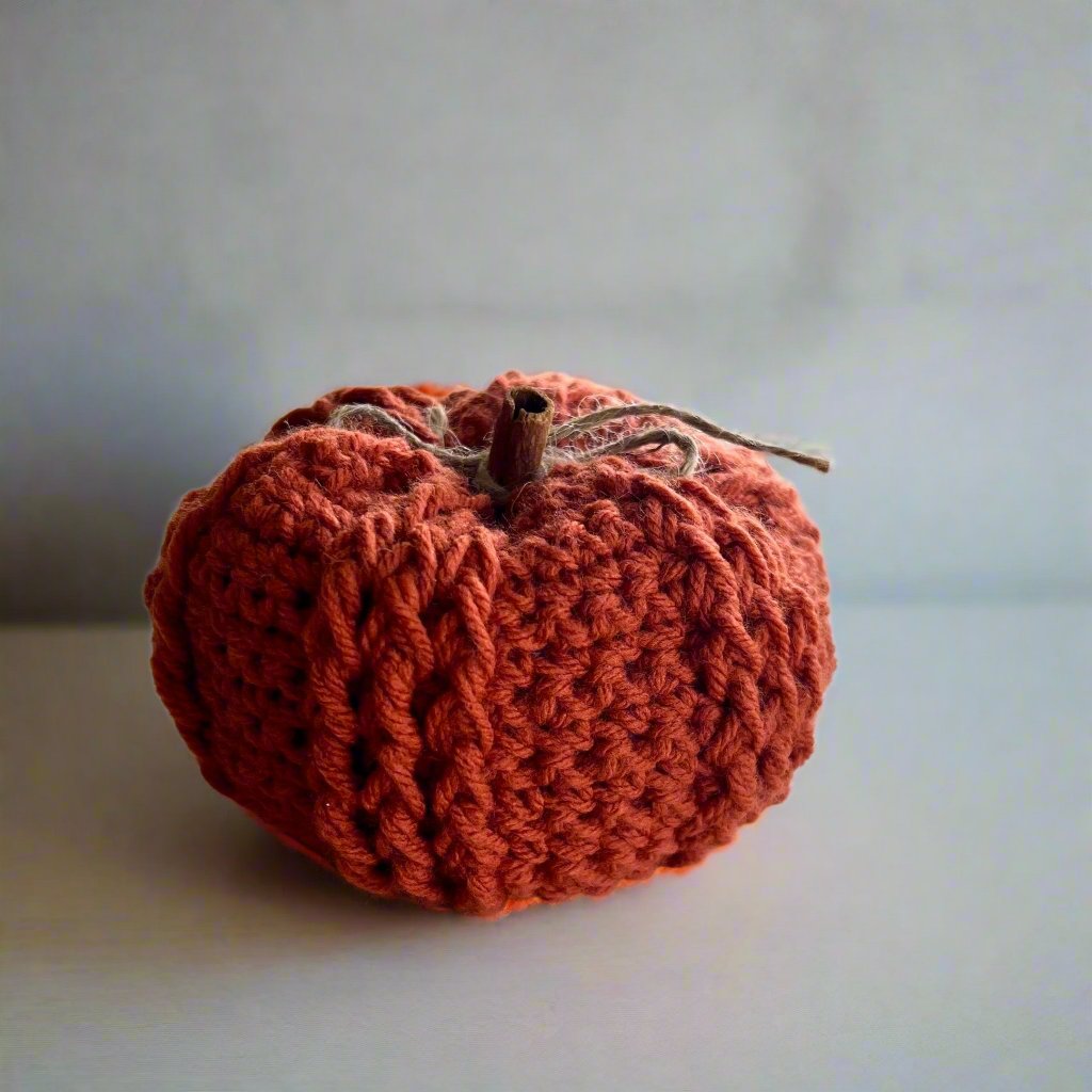 Decorative handmade crochet pumpkin in blue, pumpkin spice and terracota colors, autumn decor, fall room decor, blue pumpkin, pumpkin set - Lilly Grace Sparkle Boutique