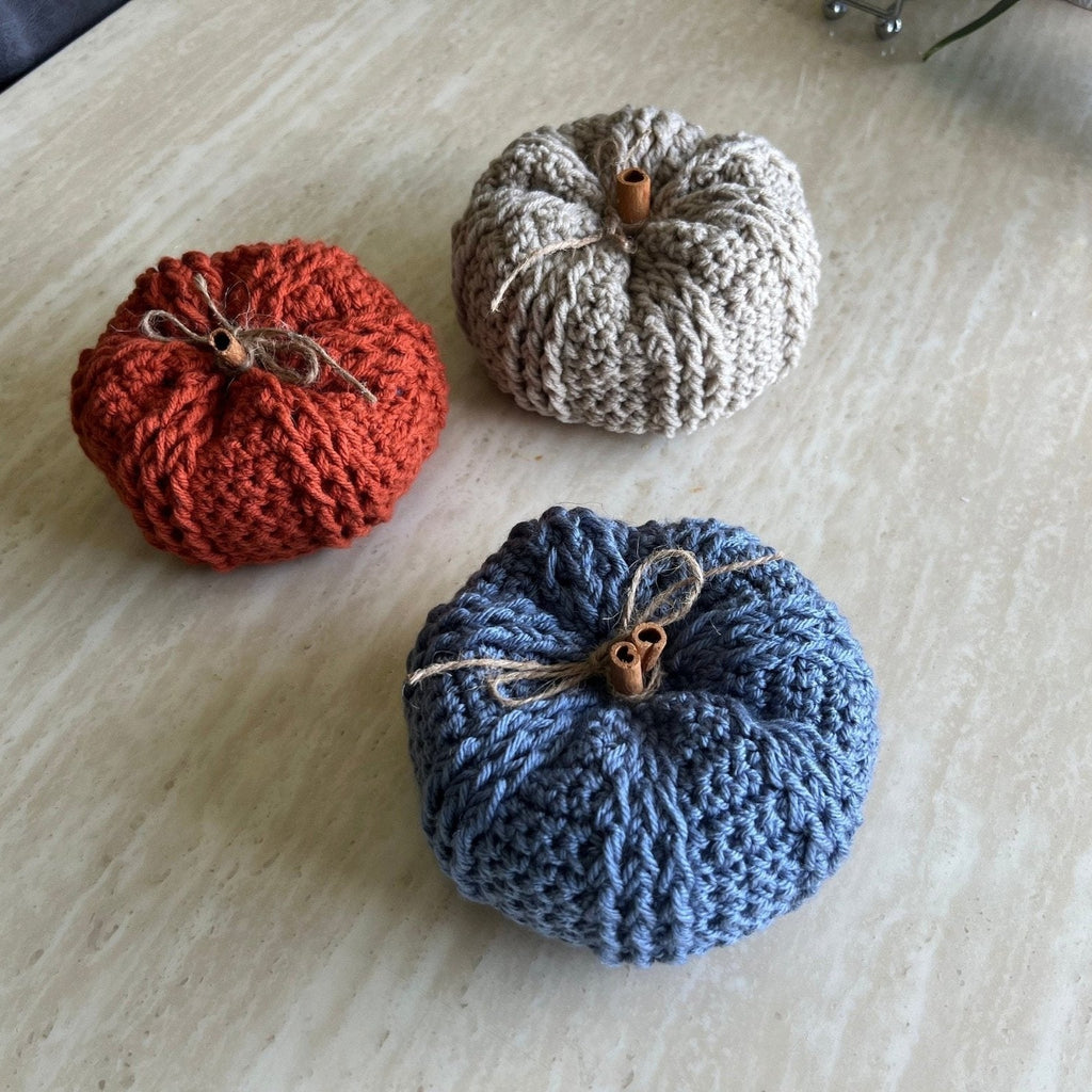 Decorative handmade crochet pumpkin in pumpkin spice, autumn decor, fall room decor, pumpkin decor, pumpkin set, decoration for fall, autum - Lilly Grace Sparkle Boutique