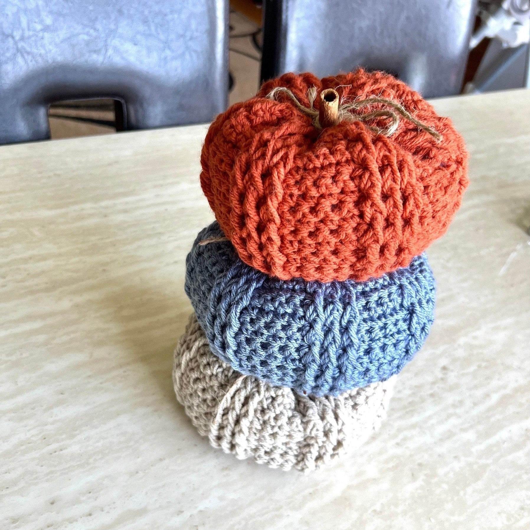 Decorative handmade crochet pumpkin in pumpkin spice, autumn decor, fall room decor, pumpkin decor, pumpkin set, decoration for fall, autum - Lilly Grace Sparkle Boutique