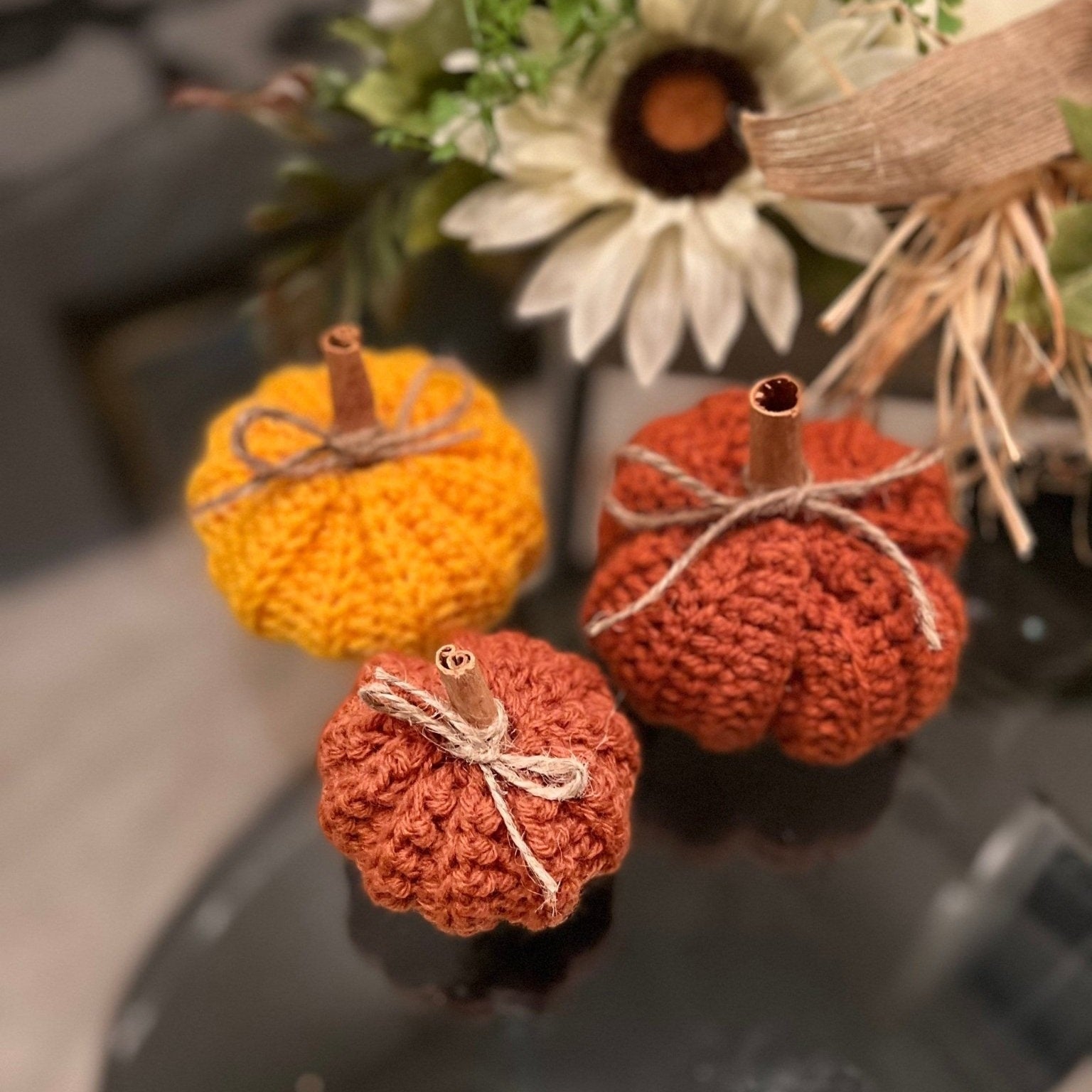 Fall decor for home, Crochet pumpkin decoration, handmade fall decor Thanksgiving decoration, Thanksgiving autumn photo prop - Lilly Grace Sparkle Boutique