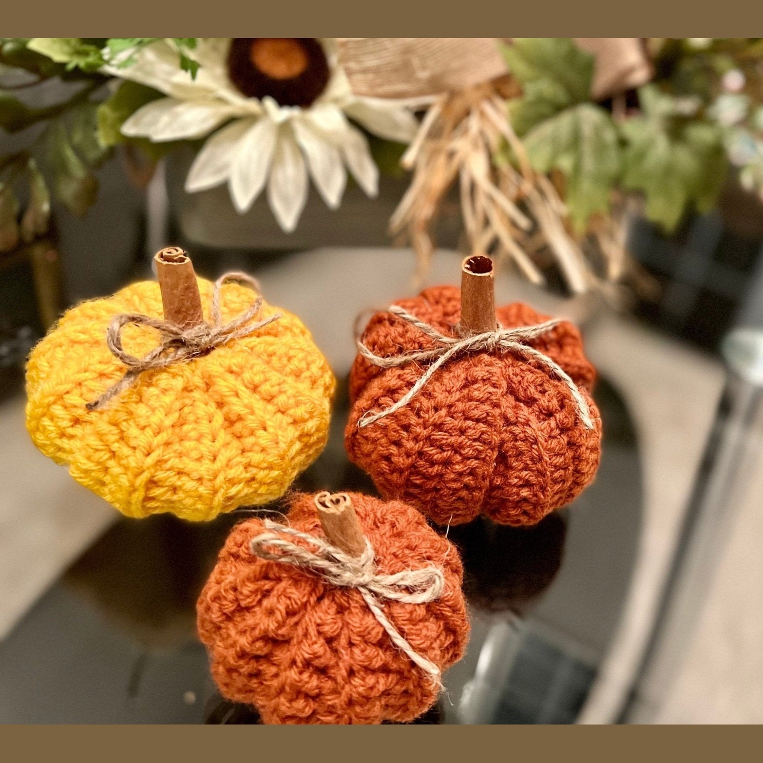 Fall decor for home, Crochet pumpkin decoration, handmade fall decor Thanksgiving decoration, Thanksgiving autumn photo prop - Lilly Grace Sparkle Boutique