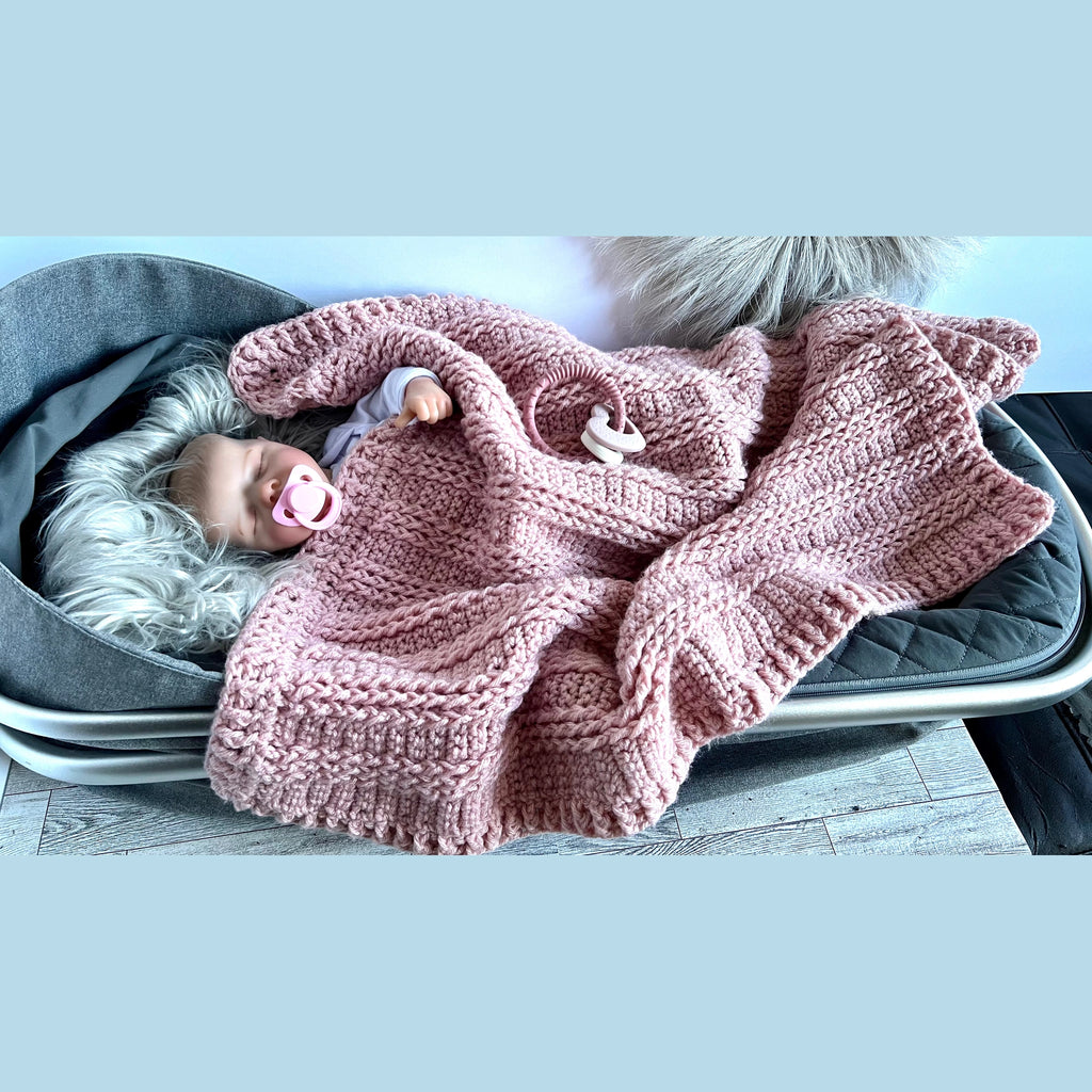 Handmade crochet blanket for baby girl, pink - Lilly Grace Sparkle Boutique