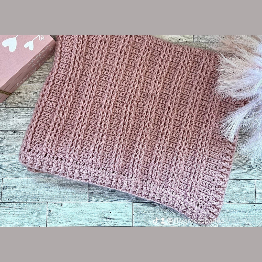 Handmade crochet soft rose pink blanket for baby girl, 31”x26”, baby shower gift for girl, modern heirloom baby crib throw cradle blanket - Lilly Grace Sparkle Boutique