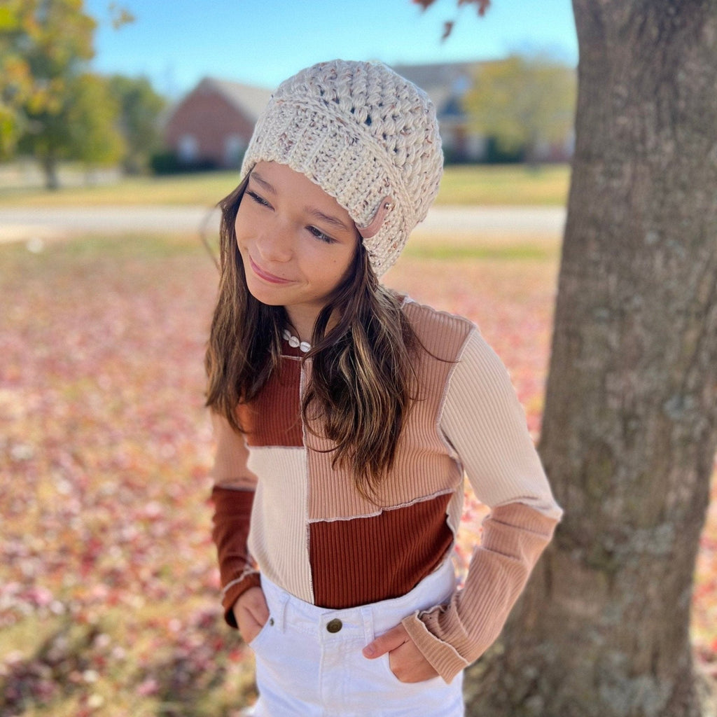 Hat for girl crochet, fall or winter weather hat, great gift for teenage girl, trendy crochet fashion hat, trendy stylish crochet hat. - Lilly Grace Sparkle Boutique