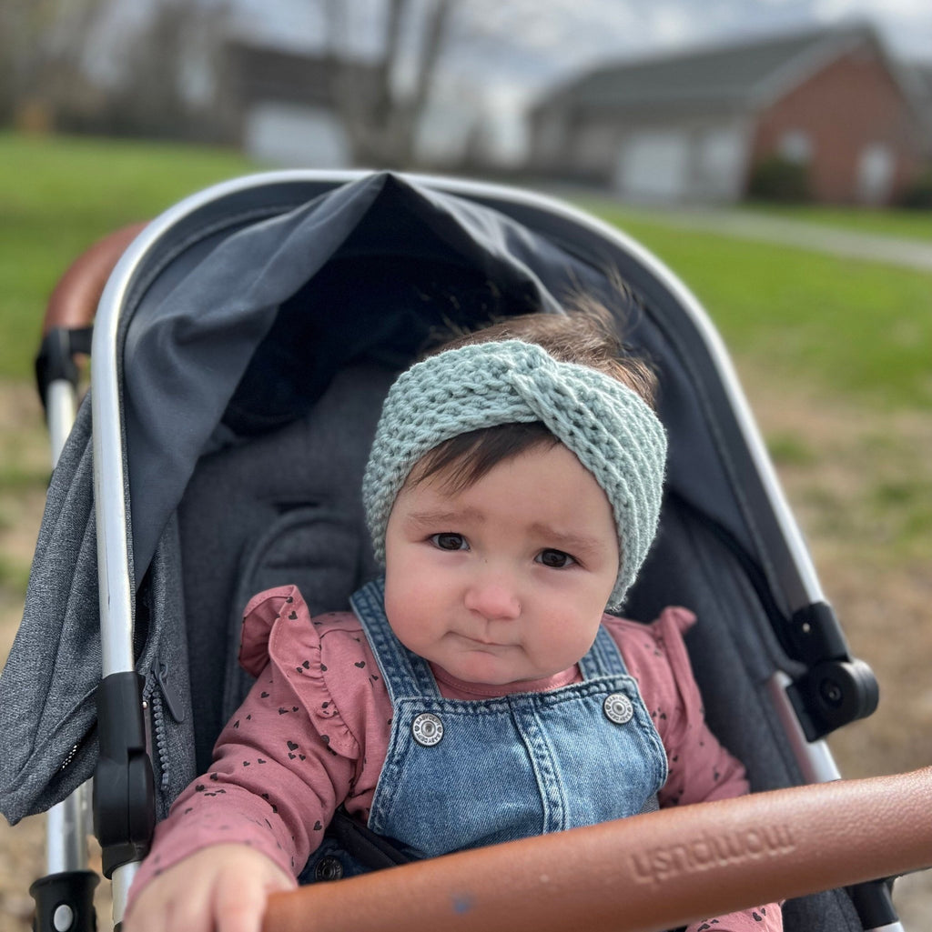 Sky blue Crochet headband for girl or woman, boho style color headband, crochet headband for spring weather, various sizes, variety colors - Lilly Grace Sparkle Boutique