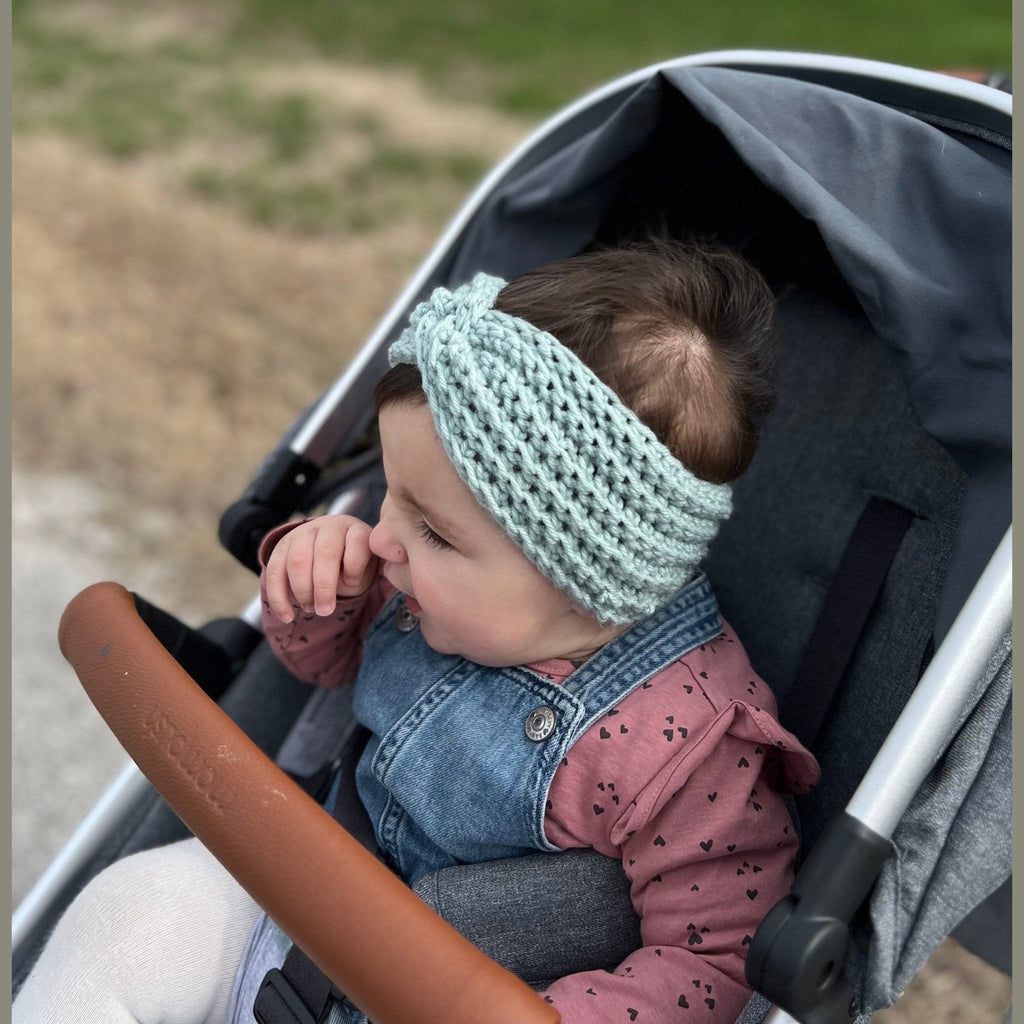 Sky blue Crochet headband for girl or woman, boho style color headband, crochet headband for spring weather, various sizes, variety colors - Lilly Grace Sparkle Boutique