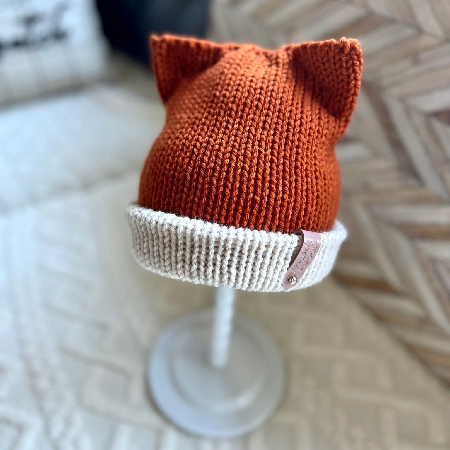 Soft Knitted sly fox beanie hat, woodland tiny fox beanie hat. Mommy and me beanie set. Adult and child hat set. Sizes newborn to adult. - Lilly Grace Sparkle Boutique