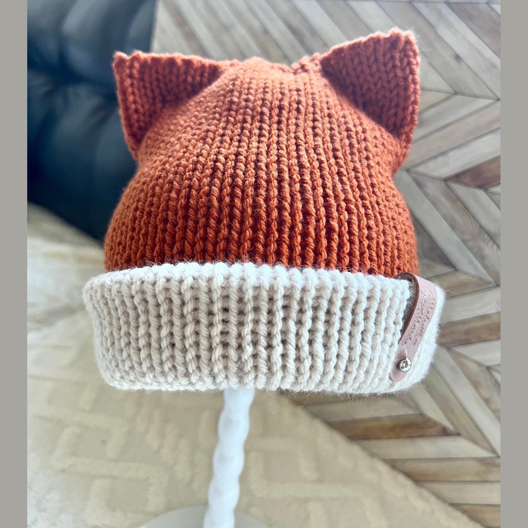 Soft Knitted sly fox beanie hat, woodland tiny fox beanie hat. Mommy and me beanie set. Adult and child hat set. Sizes newborn to adult. - Lilly Grace Sparkle Boutique