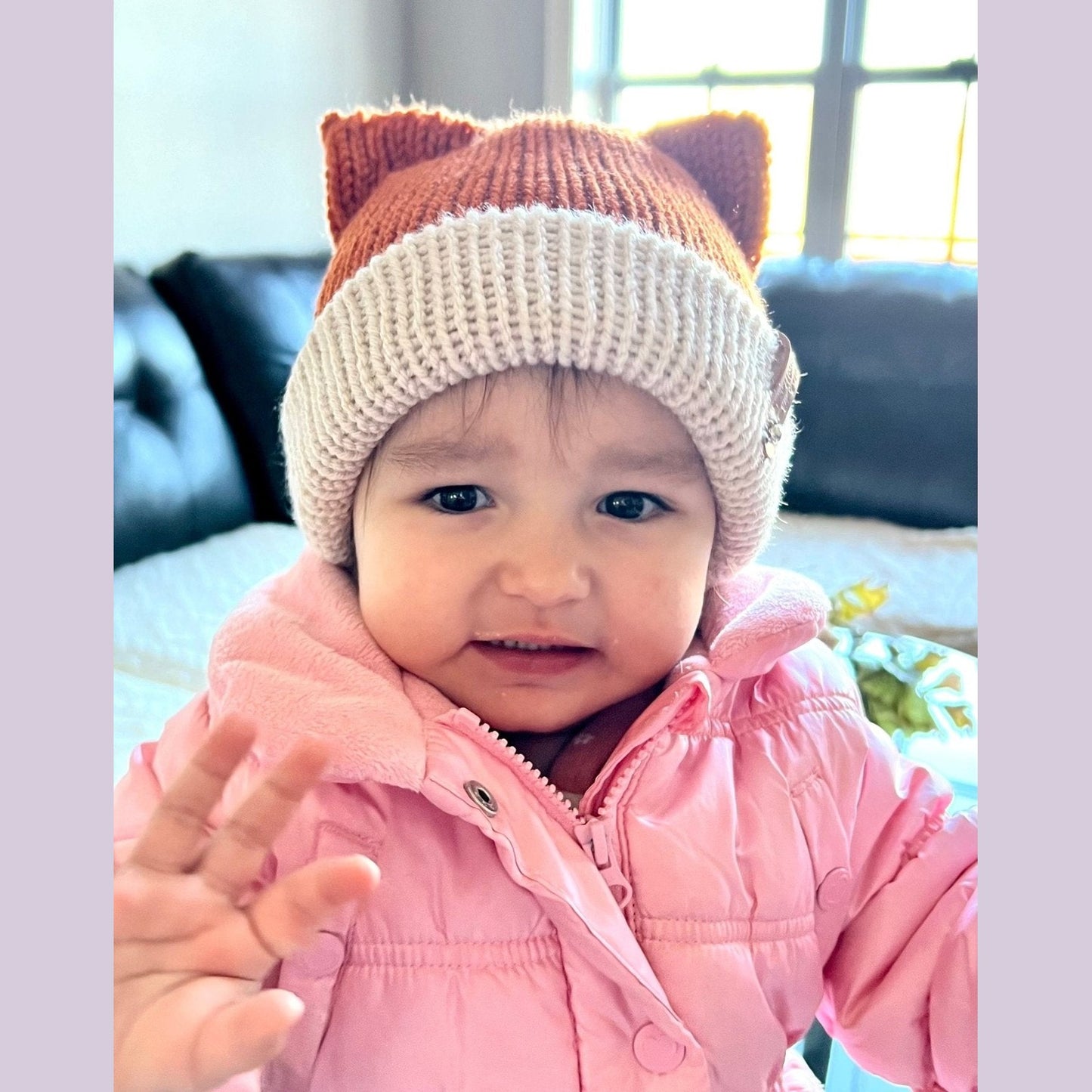 Soft Knitted sly fox beanie hat, woodland tiny fox beanie hat. Mommy and me beanie set. Adult and child hat set. Sizes newborn to adult. - Lilly Grace Sparkle Boutique