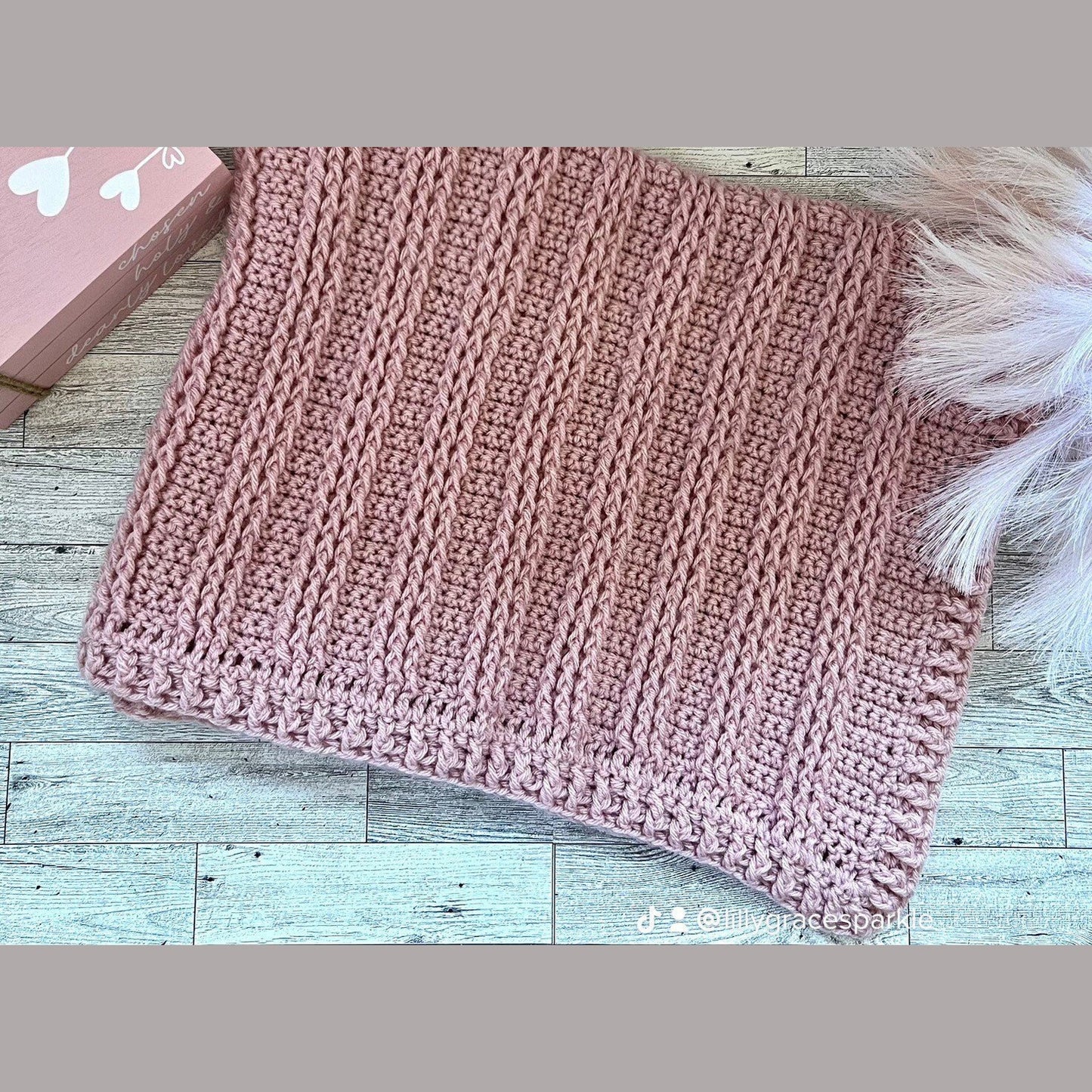 Victorian rose pink blanket for baby girl handmade, baby shower gift for baby girl, modern heirloom baby blanket 31”x26” cradle blanket - Lilly Grace Sparkle Boutique