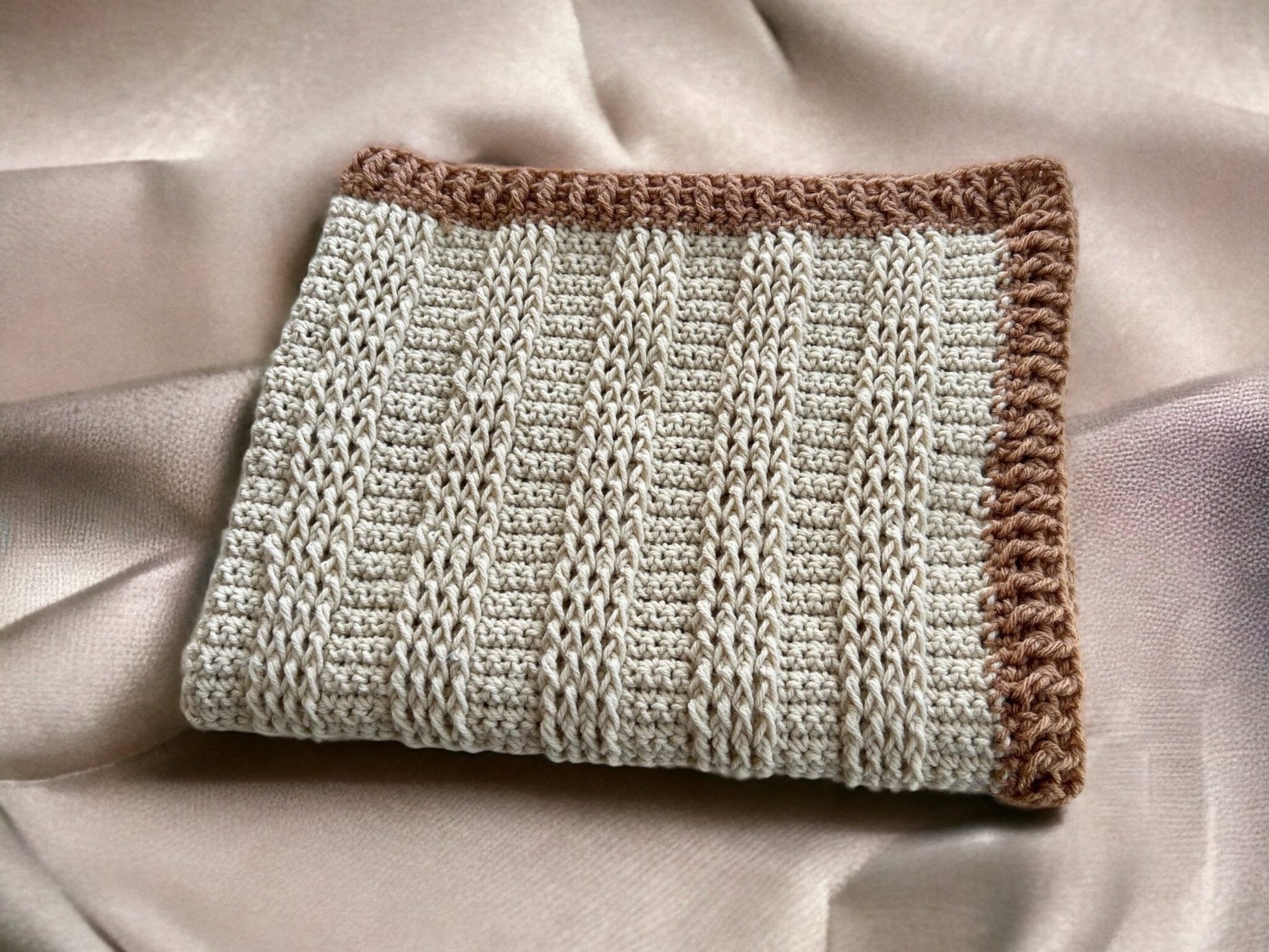 Beige and brown baby blanket, ready to ship modern heirloom blanket, blanket for baby boy- baby shower gift 34”x26”cradle blanket - Lilly Grace Sparkle Boutique