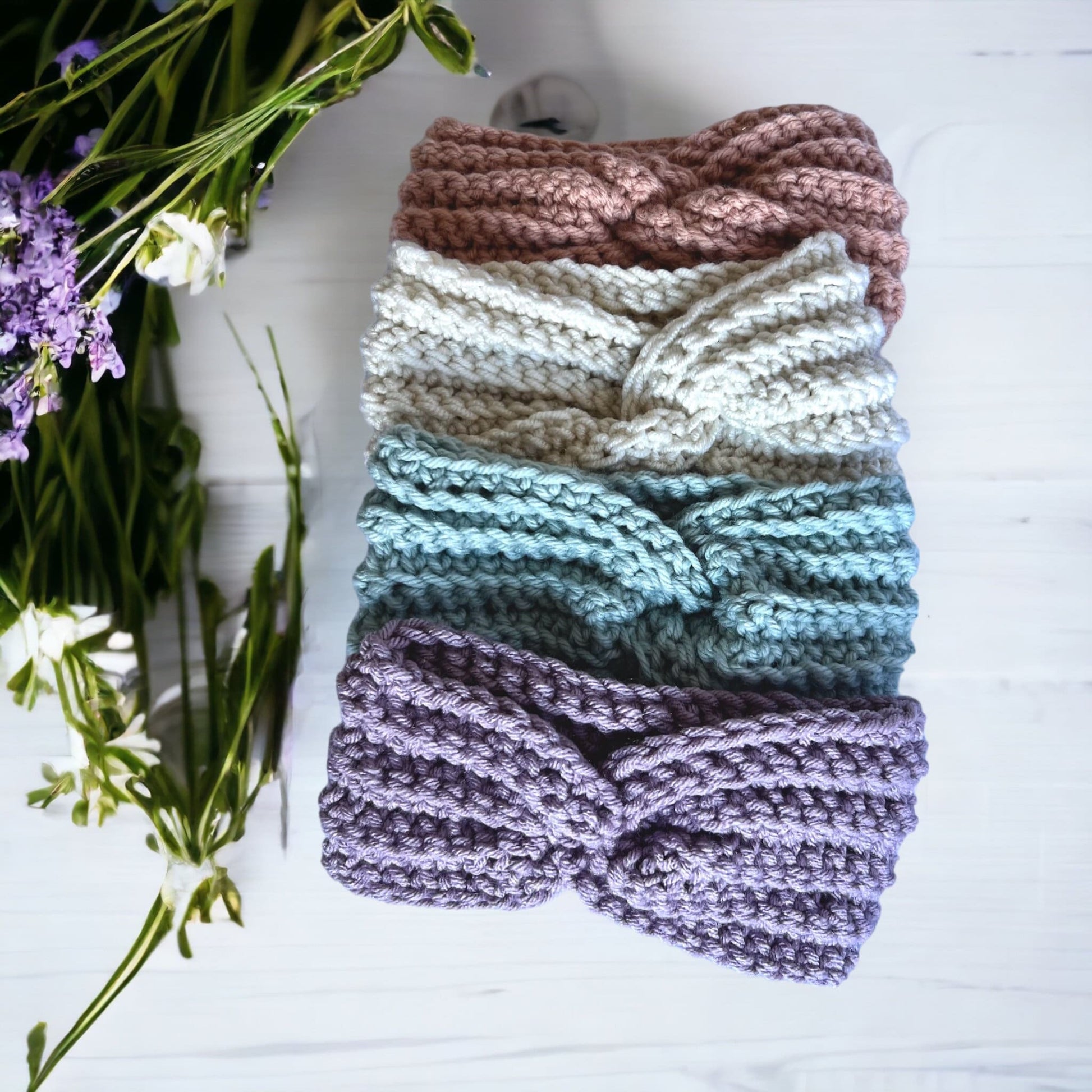 Cottage Rose-Crochet headband for girl or woman, boho style color headband, crochet headband for spring weather, various sizes,variety color - Lilly Grace Sparkle Boutique